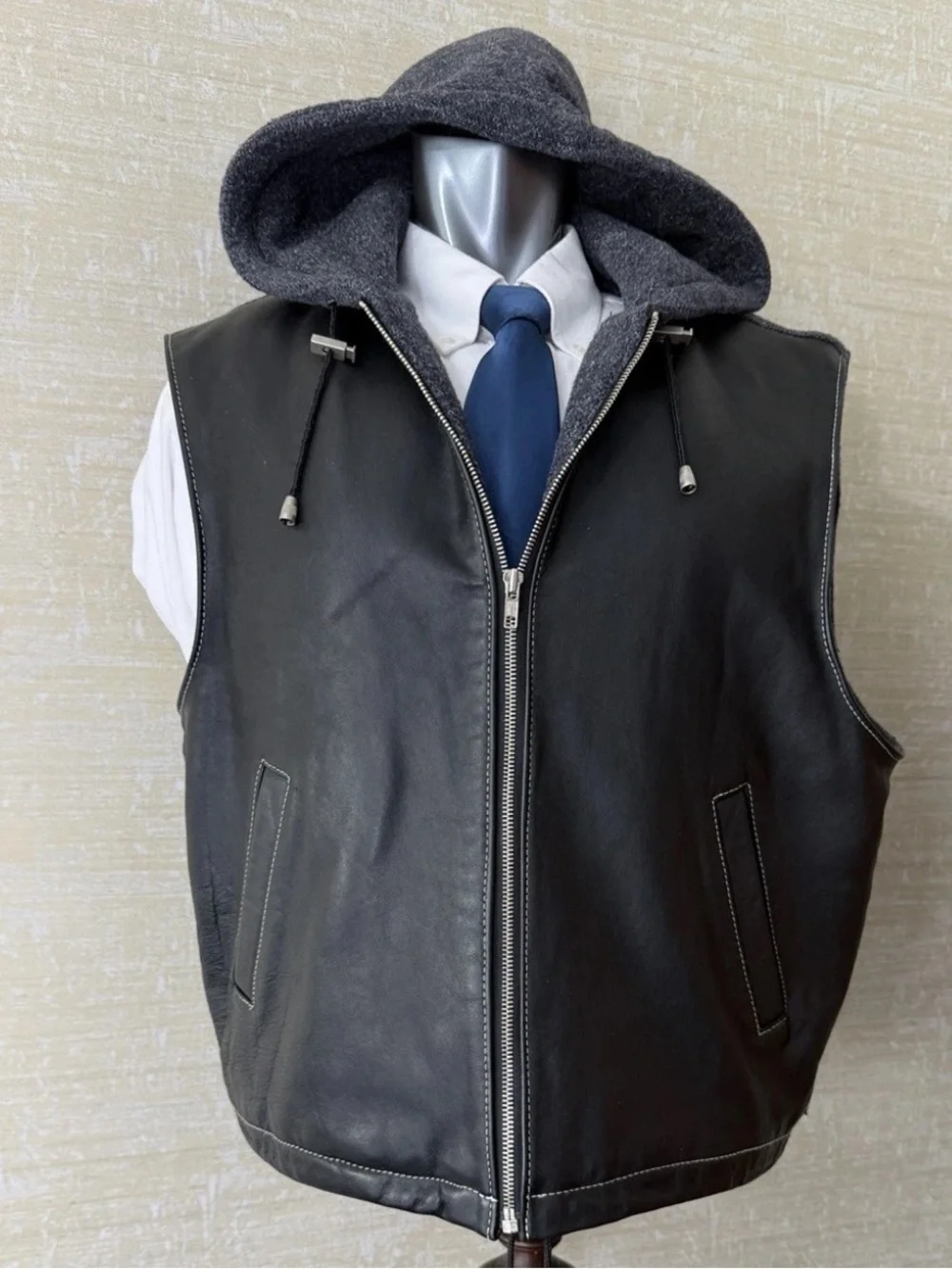 Y2K Nordstrom Rubbish XL Men’s Hoodie Vest Leather Wool Twilight BP Grunge Skate